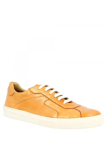 Sneakers basse Leo's Milano da uomo fatte a mano in pelle di vitello beige LEOS MILANO BEIGE