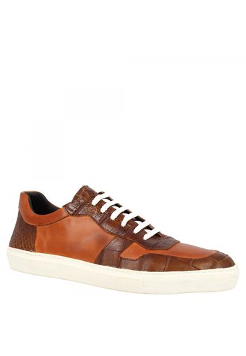 Sneakers basse Leo's Firenze da uomo in pelle di coccodrillo e vitello cuoio marrone LEOS FIRENZE CUOIO/MARRONE COCCO