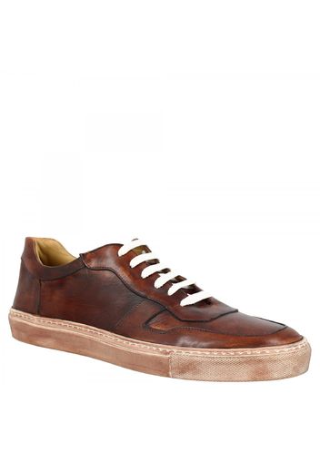 Sneakers basse Leo's Firenze da uomo fatte a mano in pelle vintage brandy LEOS FIRENZE BRANDY VINTAGE