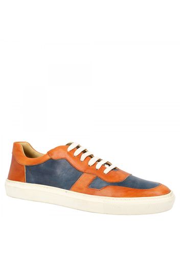 Sneakers basse Leo's Firenze da uomo fatte a mano in pelle arancione e blu LEOS FIRENZE ARANCIO/BLU