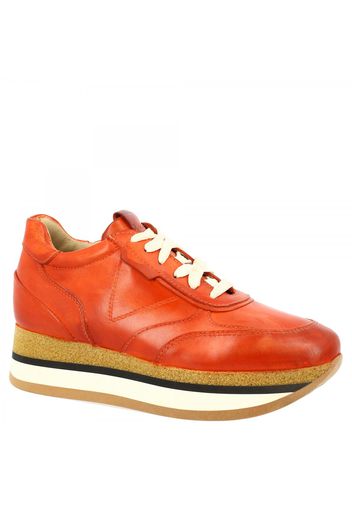 Sneakers Leo's Kite da donna fatte a mano in pelle di vitello arancione KITE-01 ARANCIO