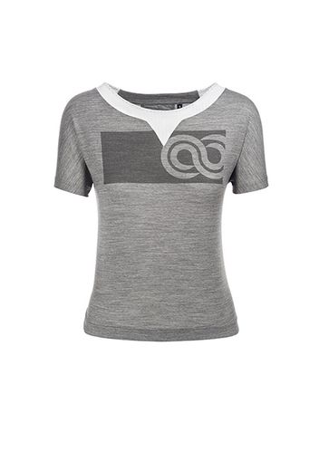 Rewoolution, W'S Ss Printed Tee - T-Shirt In Merino Jersey 140 Gr Per Donna In Colore Grigio