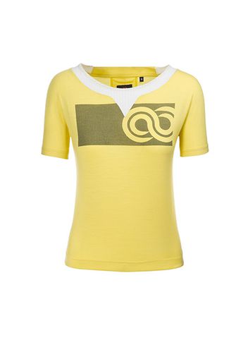 Rewoolution, W'S Ss Printed Tee - T-Shirt In Merino Jersey 140 Gr Per Donna In Colore Giallo