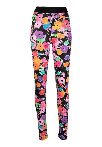 Leggings stampa floreale con logo