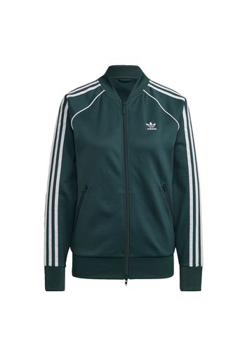 ADIDAS ORIGINALS Giacca di felpa  verde scuro / bianco