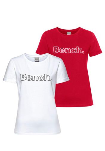 BENCH Maglietta  bianco / rosso