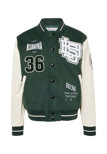 BLS HAFNIA Giacca di mezza stagione 'Karma Letterman'  beige / verde / bianco