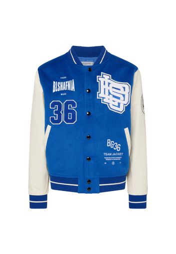 BLS HAFNIA Giacca di mezza stagione 'Karma Letterman'  blu reale / offwhite