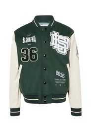 BLS HAFNIA Giacca di mezza stagione 'Karma Letterman'  beige / verde / bianco