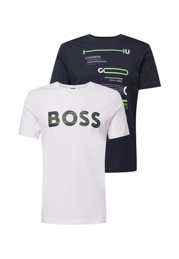 BOSS ATHLEISURE Maglietta  blu notte / offwhite / nero / verde chiaro