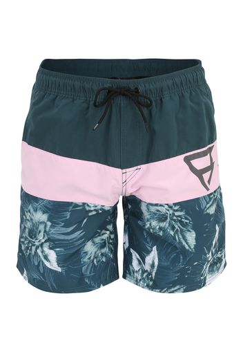 BRUNOTTI Pantaloncini da bagno  petrolio / verde scuro / rosa / bianco