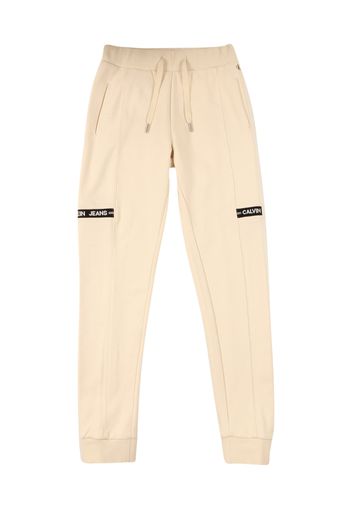 Calvin Klein Jeans Pantaloni 'INTARSIA'  beige chiaro / nero / bianco