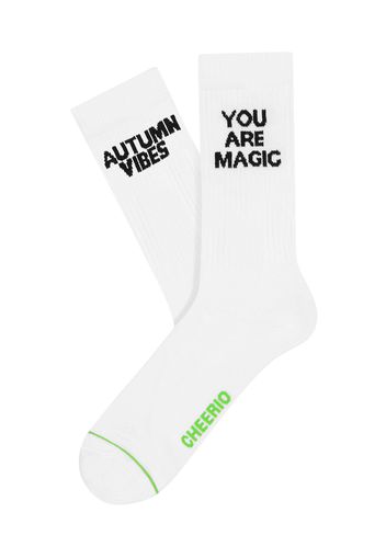 CHEERIO* Calzino 'MAGIC AUTUMN'  bianco / nero / verde neon