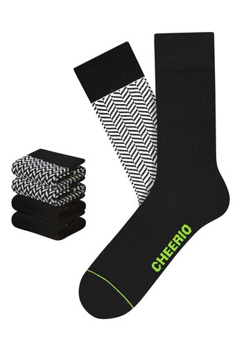 CHEERIO* Socken 'Herringbone'  nero / bianco / verde chiaro