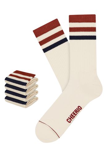 CHEERIO* Calzino 'Retro Tennis Type 4P'  rosso / nero / écru