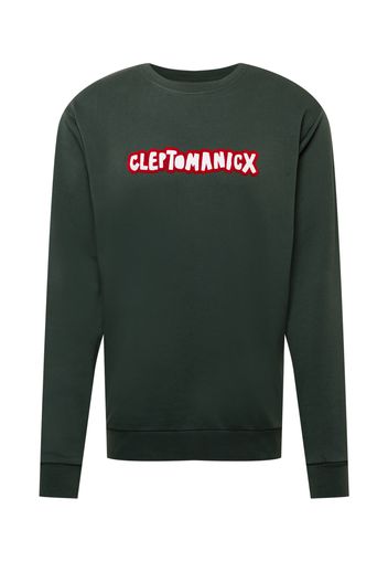 Cleptomanicx Felpa 'Clepto Oldschool'  smeraldo / bianco / rosso fuoco