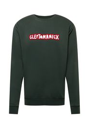 Cleptomanicx Felpa 'Clepto Oldschool'  smeraldo / bianco / rosso fuoco