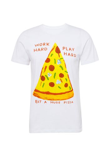 DEDICATED. Maglietta 'Stockholm Work Hard Pizza'  bianco / colori misti