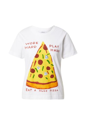 DEDICATED. Maglietta 'Mysen Work Hard Pizza'  bianco / giallo / arancione chiaro / verde / rosso scuro