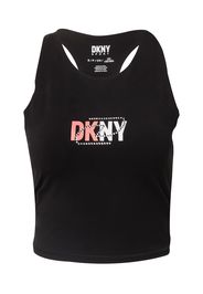 DKNY Performance Top sportivo  nero / bianco / rosa chiaro