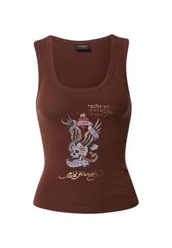 Ed Hardy Top 'NEW YORK CITY'  cioccolato / oro / lilla chiaro / limone