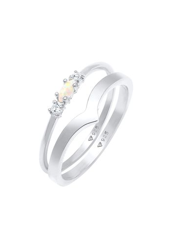 ELLI Anello  argento / trasparente / bianco perla