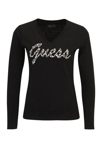 GUESS Maglietta  nero / argento / bianco