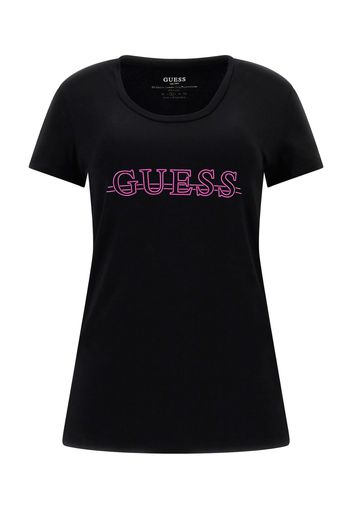 GUESS Maglietta  rosa neon / nero