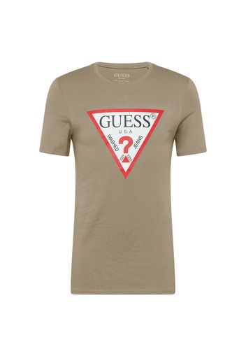 GUESS Maglietta  cachi / rosso / bianco