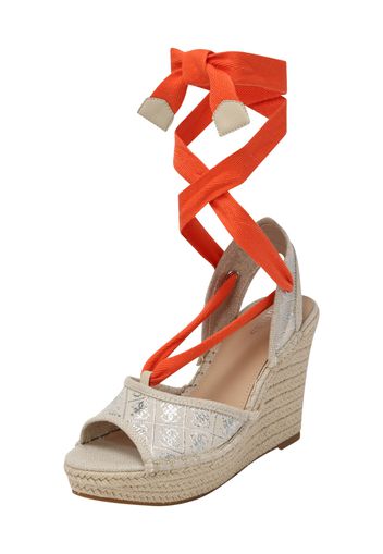 GUESS Sandalo 'HALONA'  beige / rosso arancione / argento