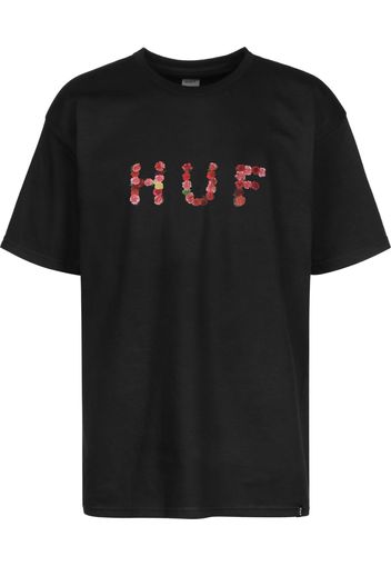 HUF Maglietta 'Verdant'  nero / rosso scuro / rosa / giallo / verde