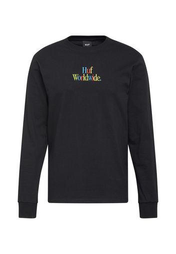 HUF Maglietta 'Woz'  nero / giallo / blu chiaro / canna / melone