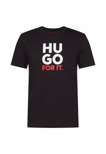 HUGO Maglietta 'Dimentis'  nero / bianco / rosso