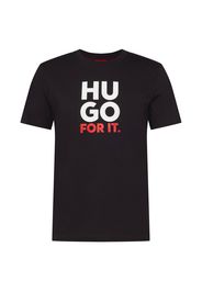 HUGO Maglietta 'Dimentis'  nero / bianco / rosso