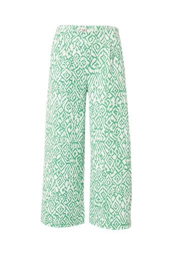 ICHI Pantaloni con pieghe 'KATE'  verde / bianco