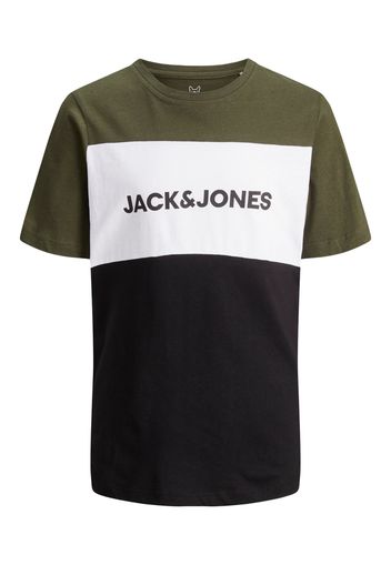 Jack & Jones Junior Maglietta  verde / bianco / nero