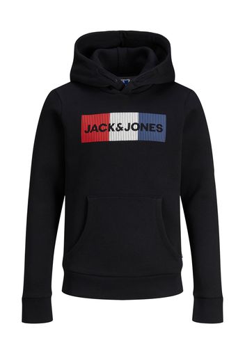 Jack & Jones Junior Felpa 'JJECORP'  nero / bianco / rosso fuoco / blu colomba