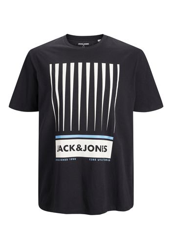 Jack & Jones Plus Maglietta 'Booster'  nero / bianco / blu fumo