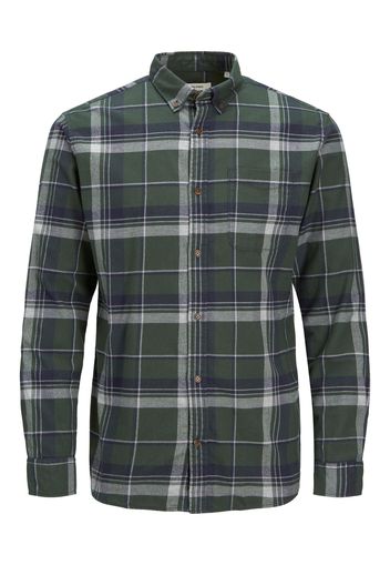 JACK & JONES Camicia  verde scuro / navy / bianco