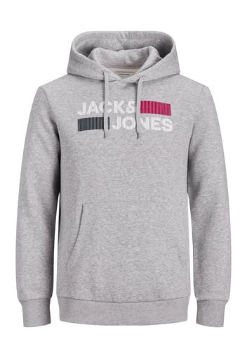 JACK & JONES Felpa  grigio sfumato / bianco / nero / lampone