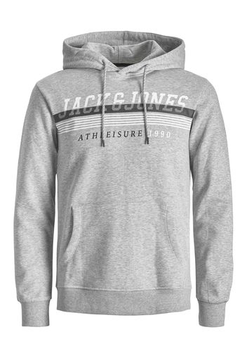 JACK & JONES Felpa 'IRON'  grigio chiaro / nero / bianco