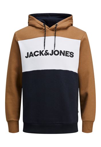 JACK & JONES Felpa  bianco / blu scuro / marrone chiaro