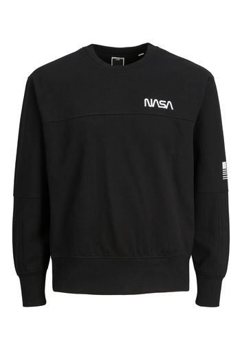 JACK & JONES Felpa 'NASA'  nero / bianco