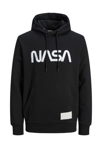 JACK & JONES Felpa 'NASA'  nero / bianco