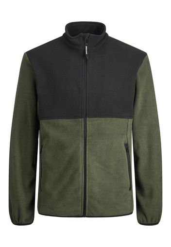 JACK & JONES Giacca di pile 'Hyper'  cachi / nero