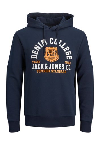 JACK & JONES Felpa  blu notte / arancione / bianco