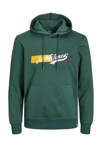 JACK & JONES Felpa 'BECKS'  giallo / verde scuro / nero / bianco