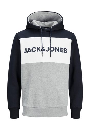 JACK & JONES Felpa  blu notte / grigio sfumato / bianco