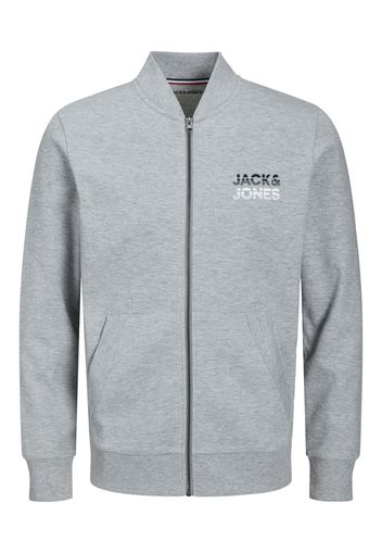 JACK & JONES Giacca di felpa 'Atlas'  grigio sfumato / nero / bianco