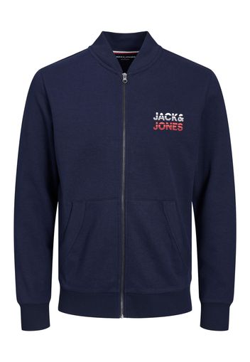 JACK & JONES Giacca di felpa 'Atlas'  navy / rosso / bianco